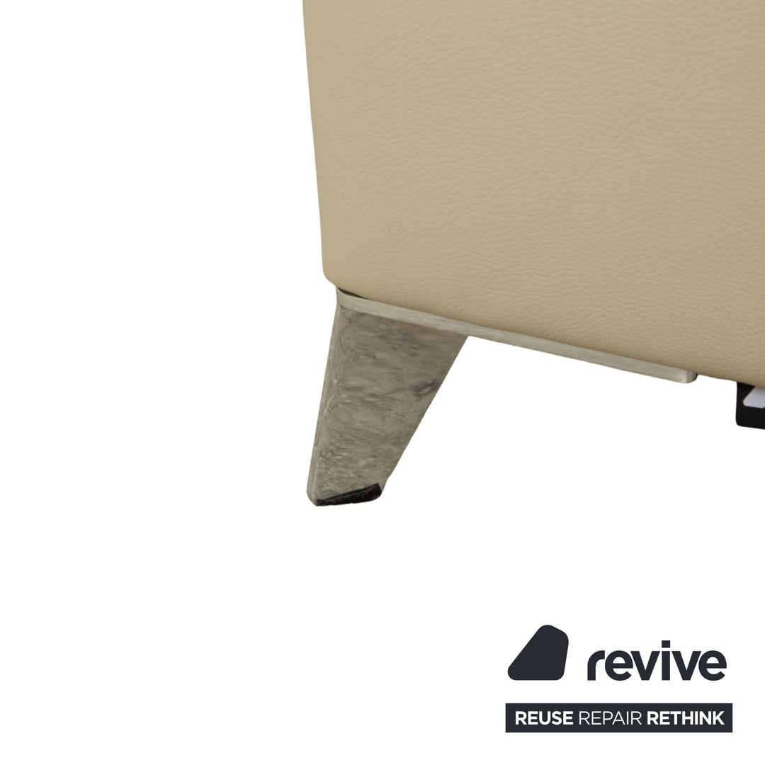 Roche Bobois Satelite Leather Three Seater Cream Beige Electric Function Sofa Couch