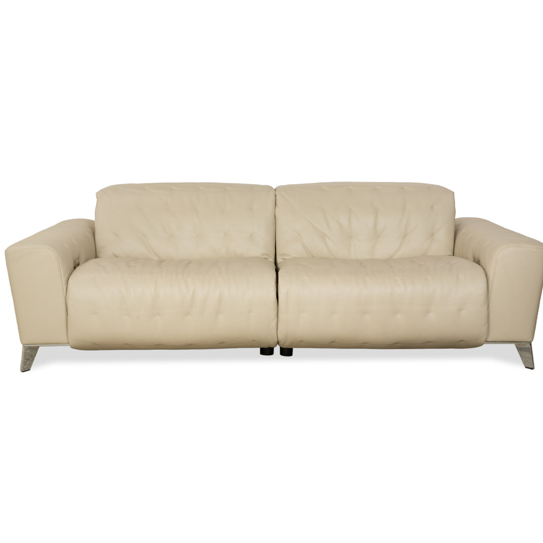 Roche Bobois Satelite Leather Three Seater Cream Beige Electric Function Sofa Couch