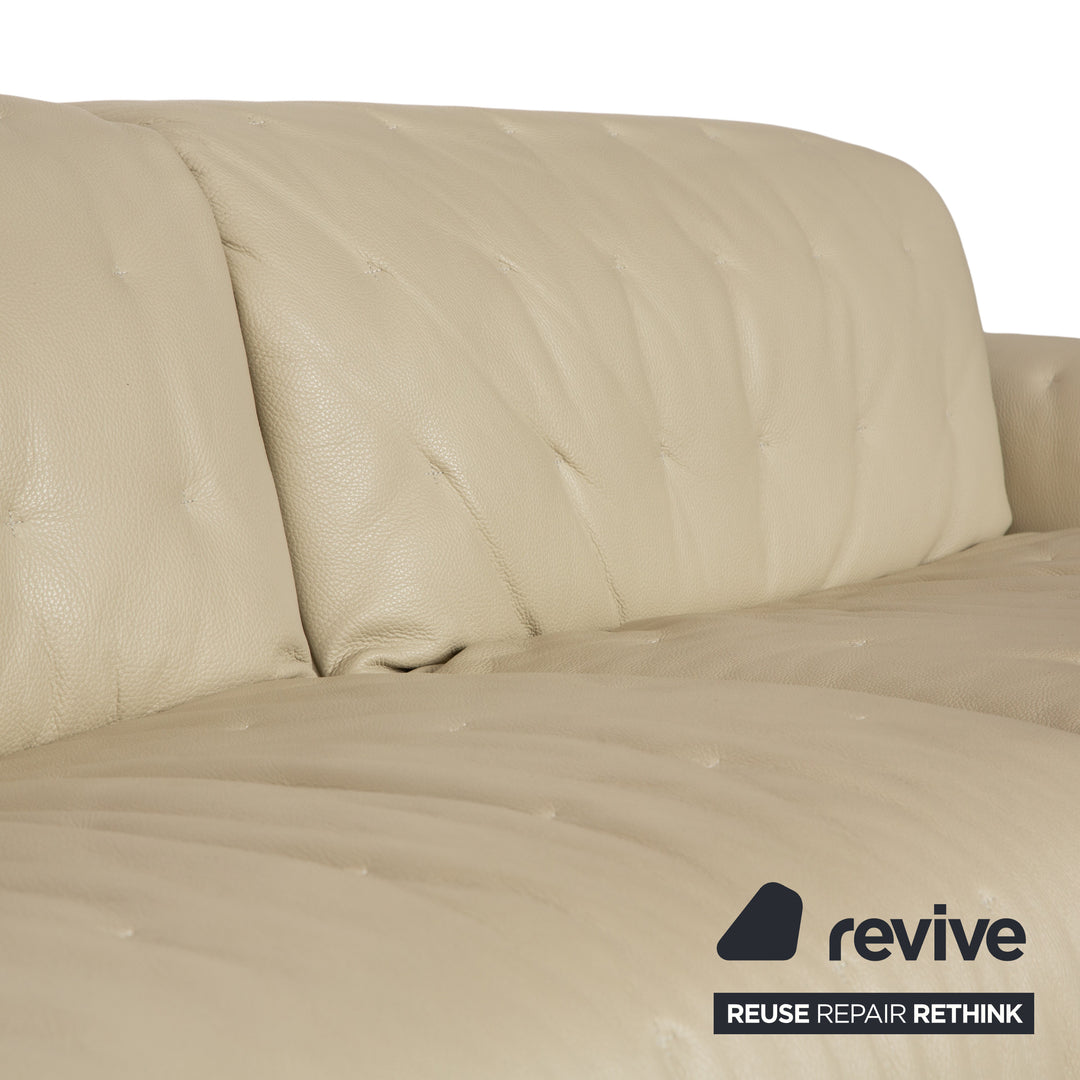 Roche Bobois Satelite Leather Three Seater Cream Beige Electric Function Sofa Couch