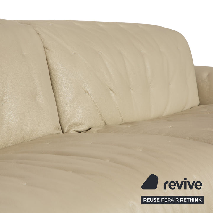 Roche Bobois Satelite Leather Three Seater Cream Beige Electric Function Sofa Couch