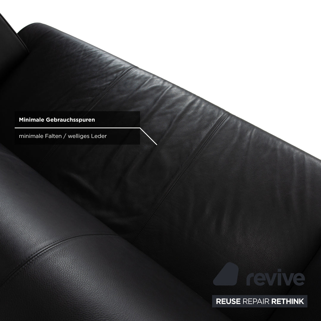 Rolf Benz 2300 Leder Zweisitzer Schwarz Sofa Couch
