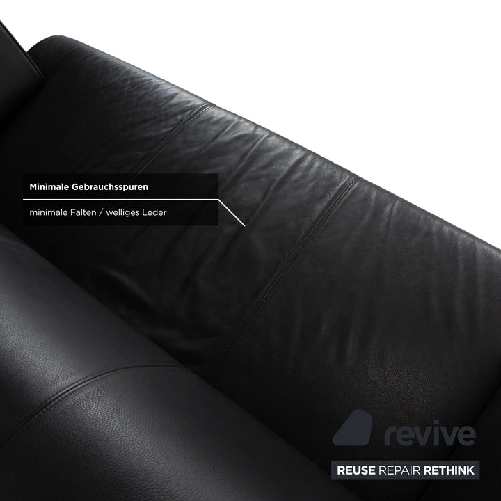 Rolf Benz 2300 Leder Zweisitzer Schwarz Sofa Couch