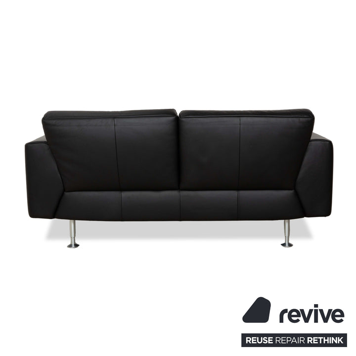 Canapé deux places en cuir noir Rolf Benz 250
