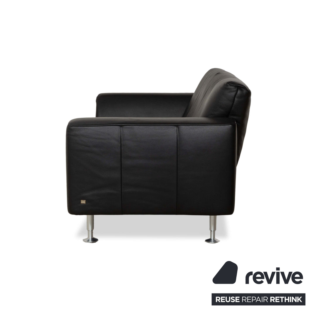 Canapé deux places en cuir noir Rolf Benz 250