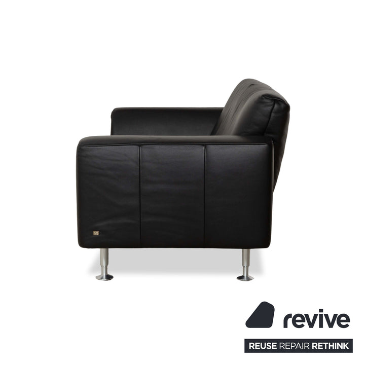 Canapé deux places en cuir noir Rolf Benz 250