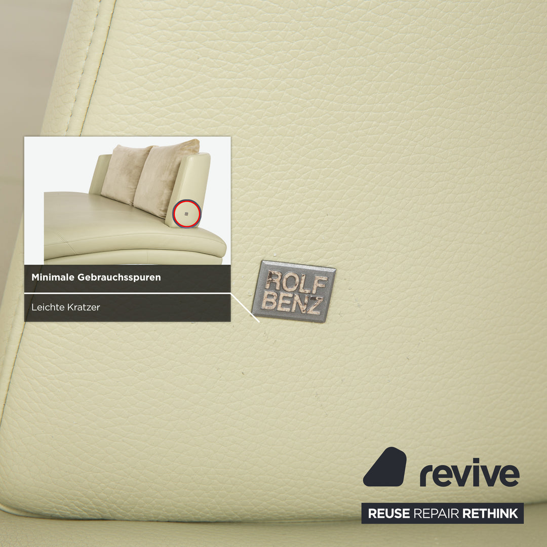 Canapé-lit Rolf Benz 2800 en cuir beige pistache