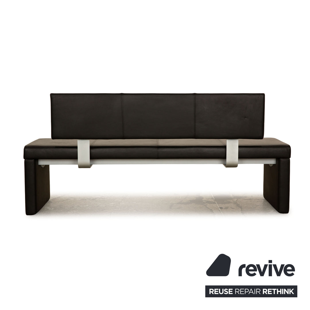 Rolf Benz 620 Leder Sitzbank Schwarz