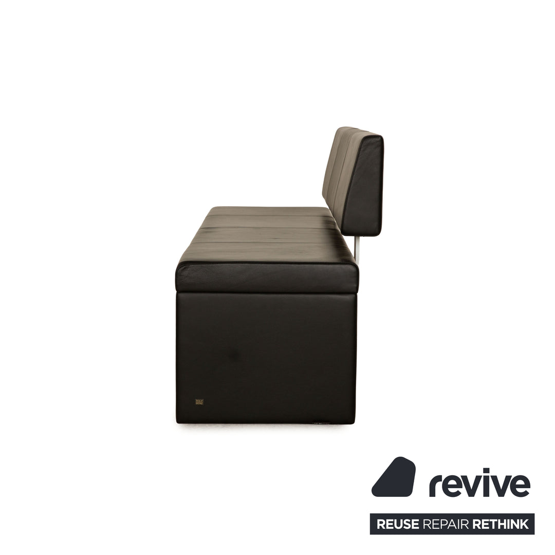 Rolf Benz 620 Leder Sitzbank Schwarz