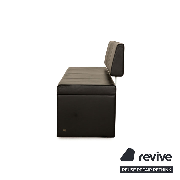 Rolf Benz 620 Leder Sitzbank Schwarz