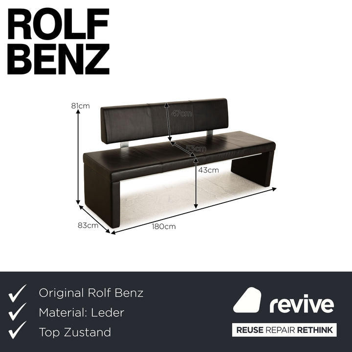 Rolf Benz 620 Leder Sitzbank Schwarz