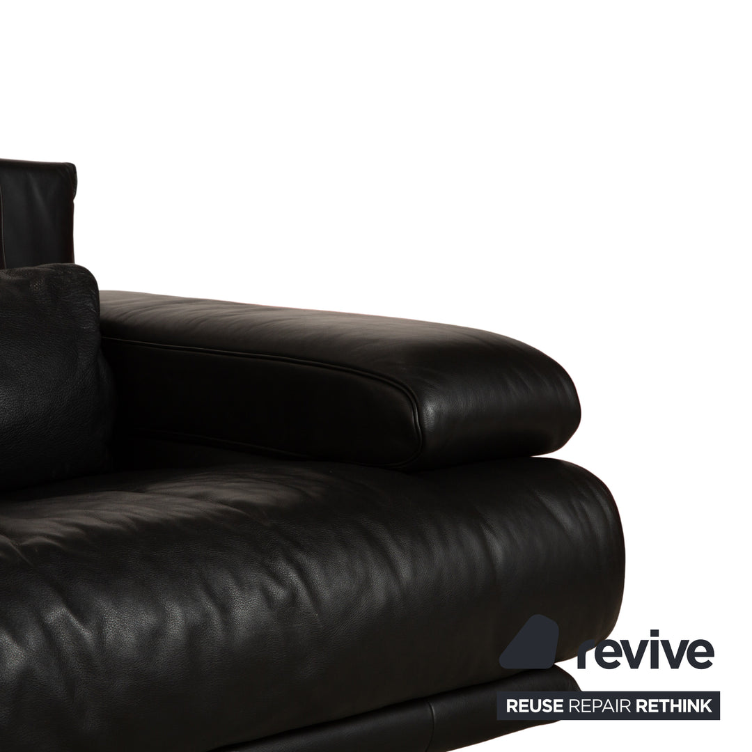 Rolf Benz 6500 Leder Dreisitzer Schwarz Sofa Couch manuelle Funktion