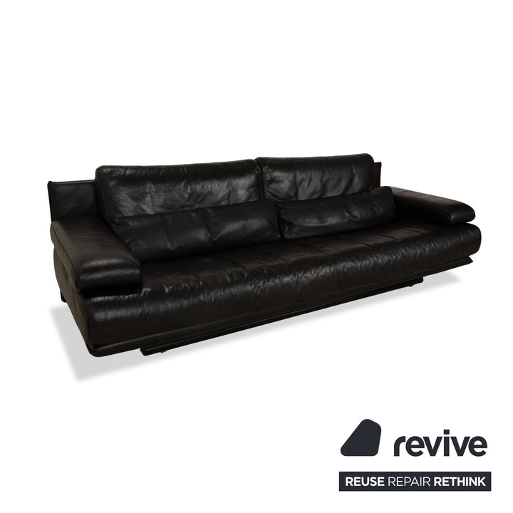 Rolf Benz 6500 Leder Dreisitzer Schwarz Sofa Couch manuelle Funktion