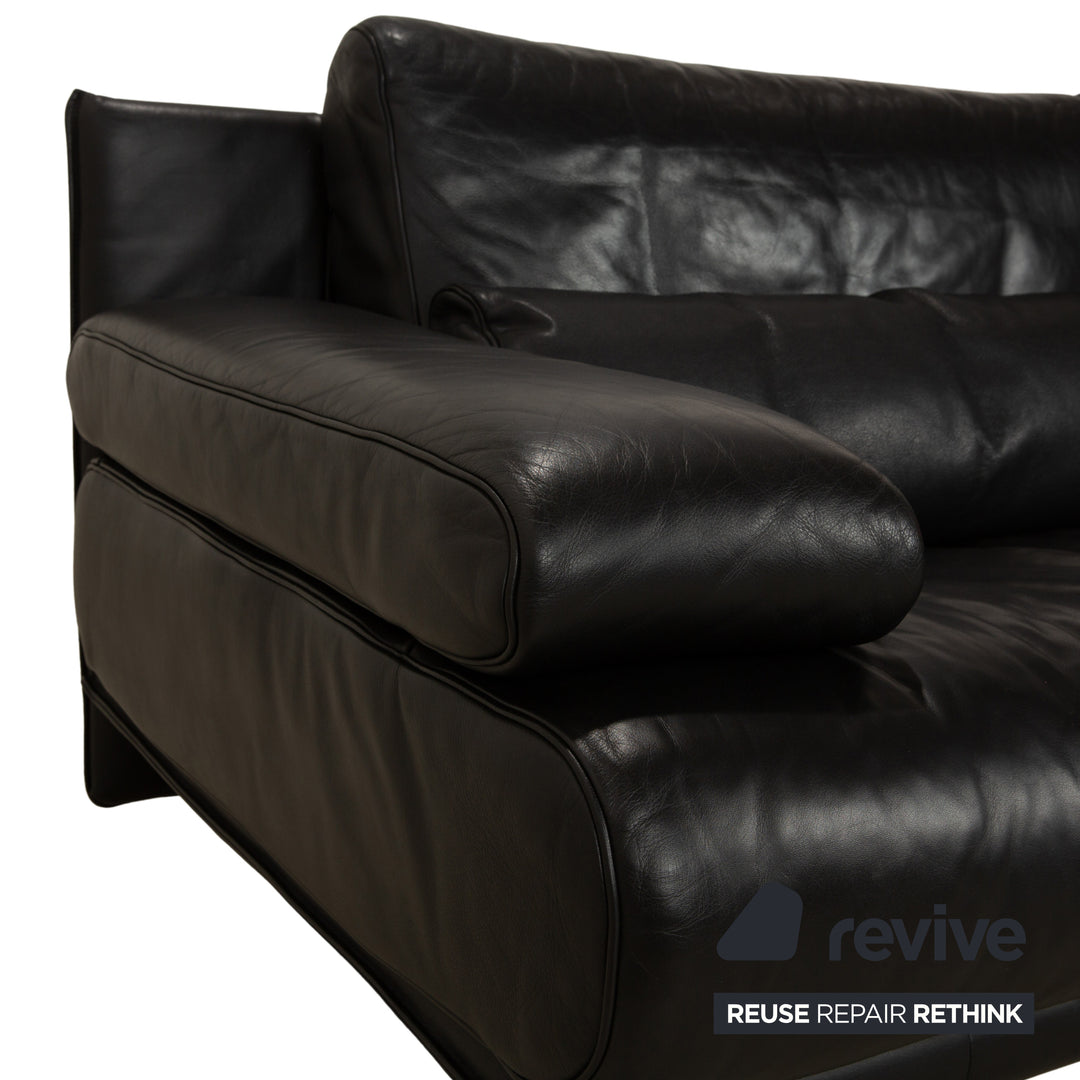 Rolf Benz 6500 Leder Dreisitzer Schwarz Sofa Couch manuelle Funktion