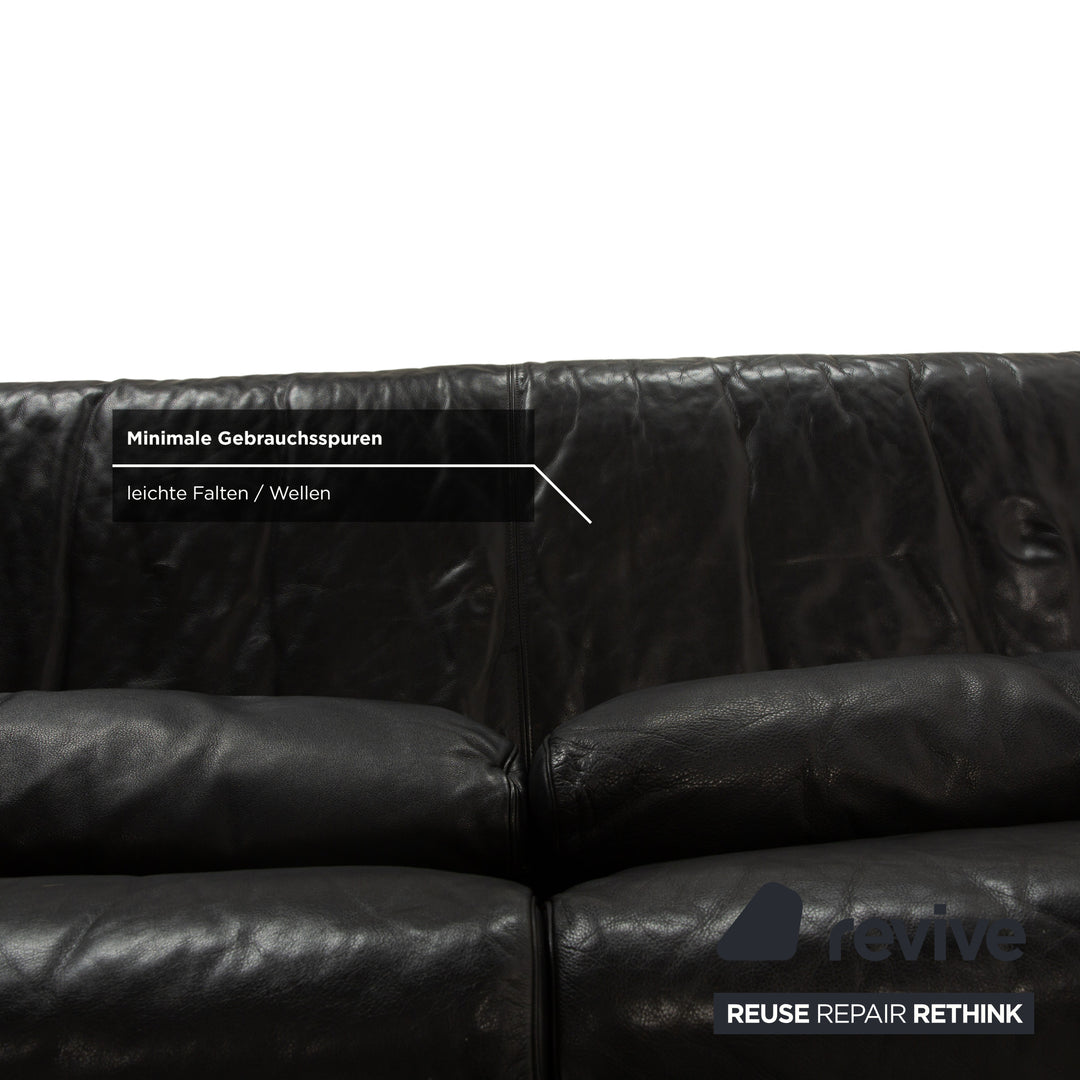 Rolf Benz 6500 Leder Dreisitzer Schwarz Sofa Couch manuelle Funktion