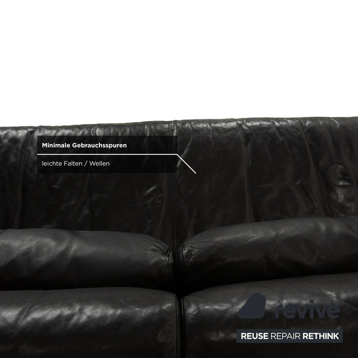 Rolf Benz 6500 Leder Dreisitzer Schwarz Sofa Couch manuelle Funktion