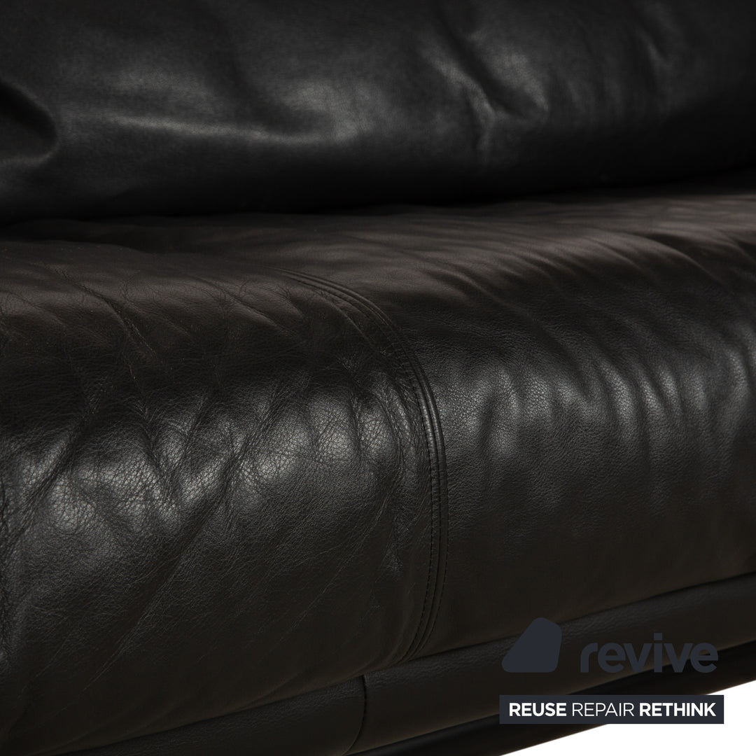 Rolf Benz 6500 Leder Dreisitzer Schwarz Sofa Couch manuelle Funktion