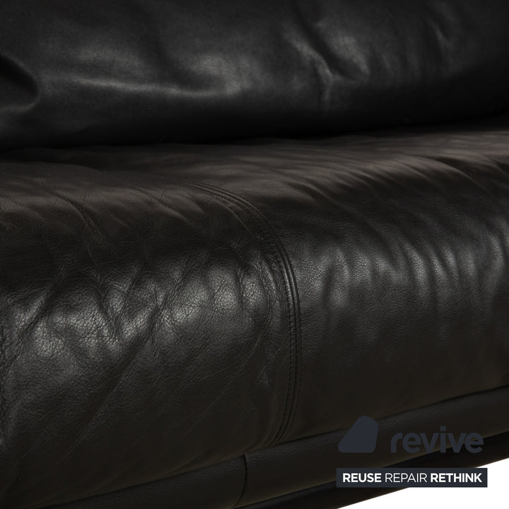 Rolf Benz 6500 Leder Dreisitzer Schwarz Sofa Couch manuelle Funktion
