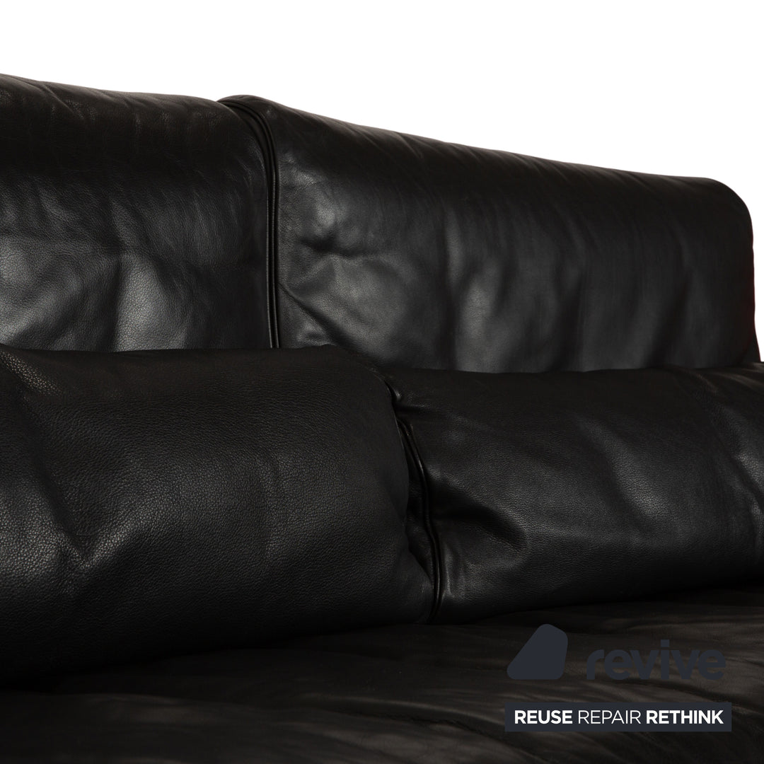 Rolf Benz 6500 Leder Dreisitzer Schwarz Sofa Couch manuelle Funktion