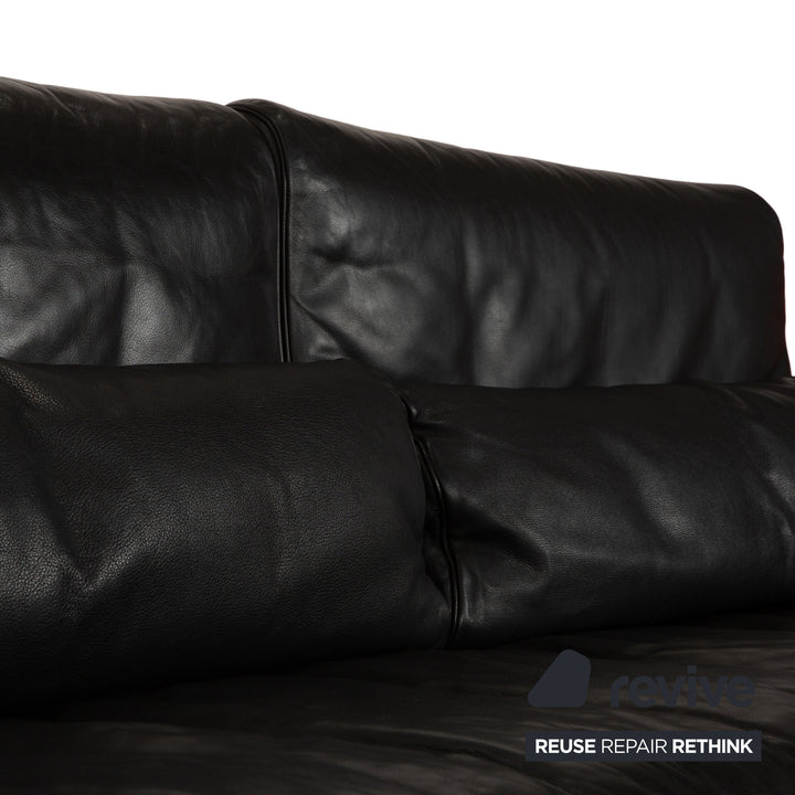 Rolf Benz 6500 Leder Dreisitzer Schwarz Sofa Couch manuelle Funktion