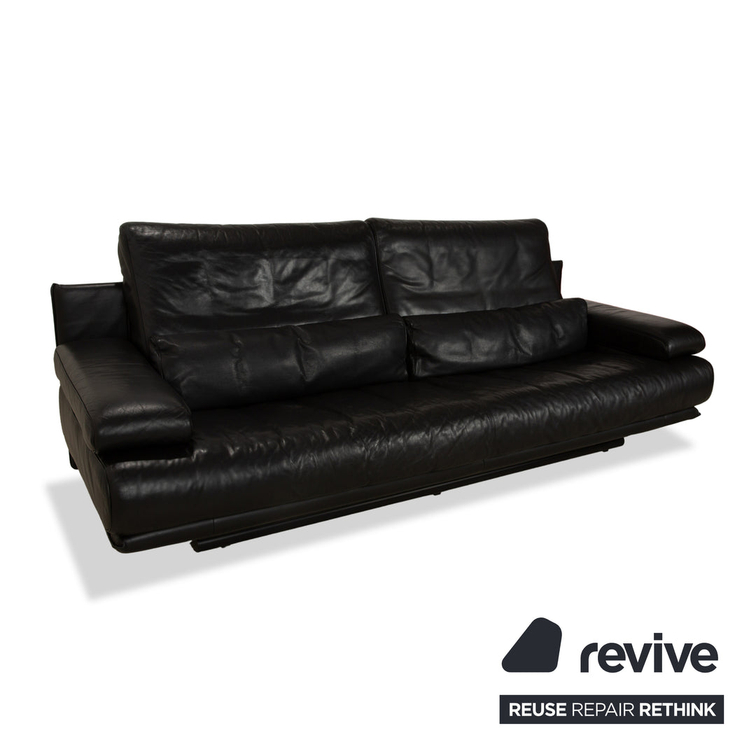 Rolf Benz 6500 Leder Dreisitzer Schwarz Sofa Couch manuelle Funktion