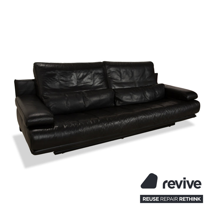 Rolf Benz 6500 Leder Dreisitzer Schwarz Sofa Couch manuelle Funktion