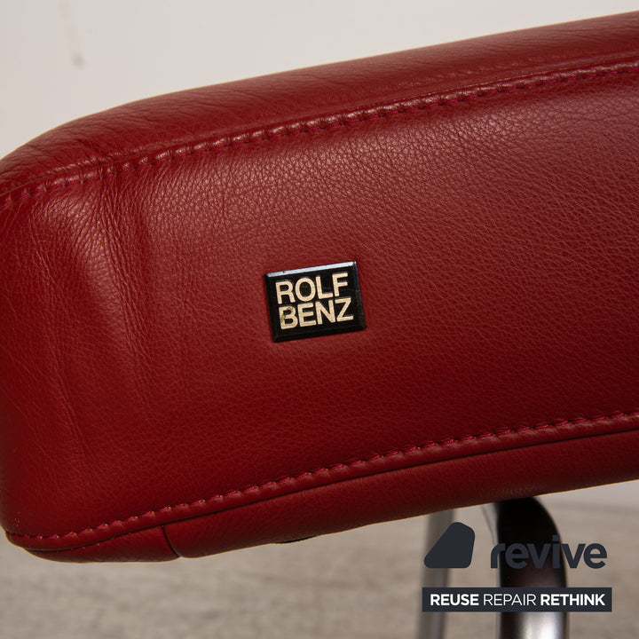 Rolf Benz 680 Chaise longue en cuir Rouge Fonction