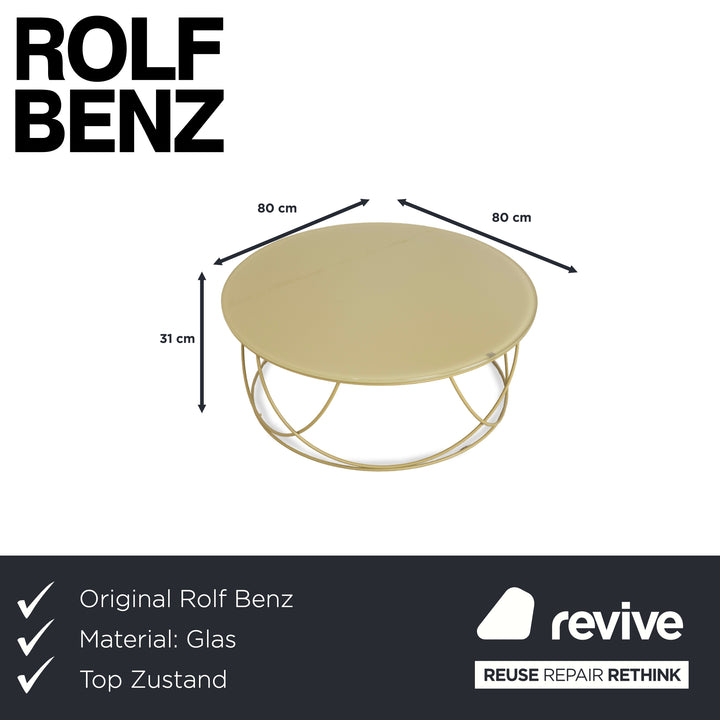 Rolf Benz 8770 Glas Grün Oliv Couchtisch 80 cm