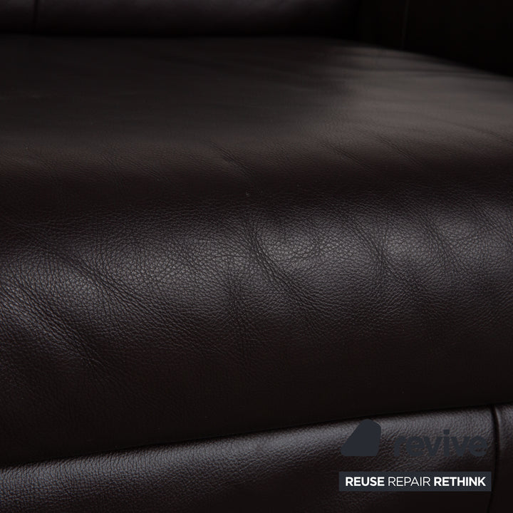 Rolf Benz AK 644 Leather Two-Seater Violet Aubergine Sofa Couch