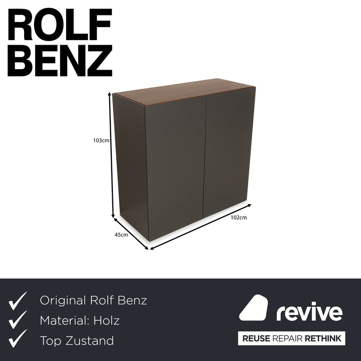 Buffet en bois Rolf Benz Stretto avec portes d'armoire grises