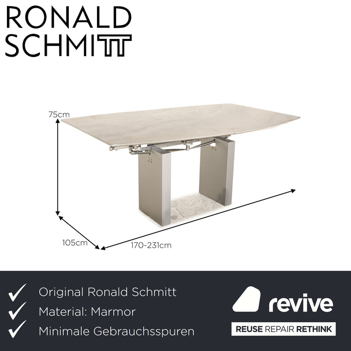 Ronald Schmitt Marmor Esstisch Grau 170/231 x 74 x 105cm Ausziehfunktion