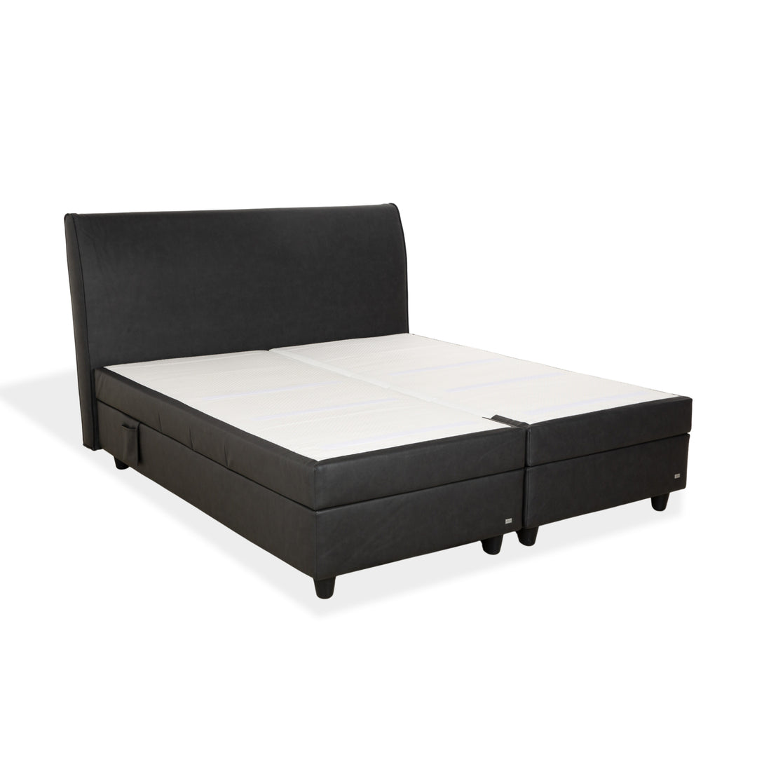 Lit Ruf en similicuir, sommier tapissier, noir/anthracite, 180 x 200 cm, tête de lit réglable en hauteur