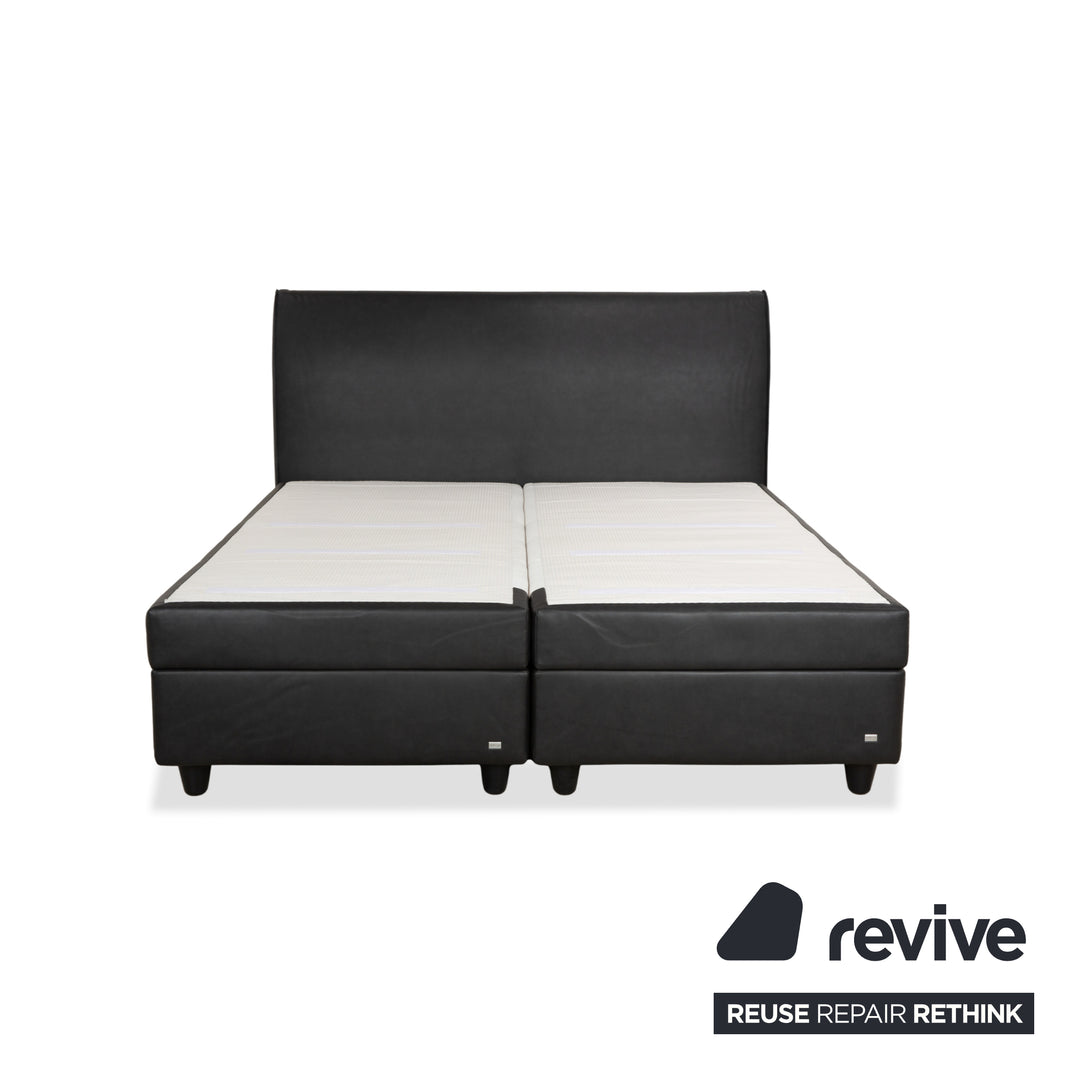 Lit Ruf en similicuir, sommier tapissier, noir/anthracite, 180 x 200 cm, tête de lit réglable en hauteur