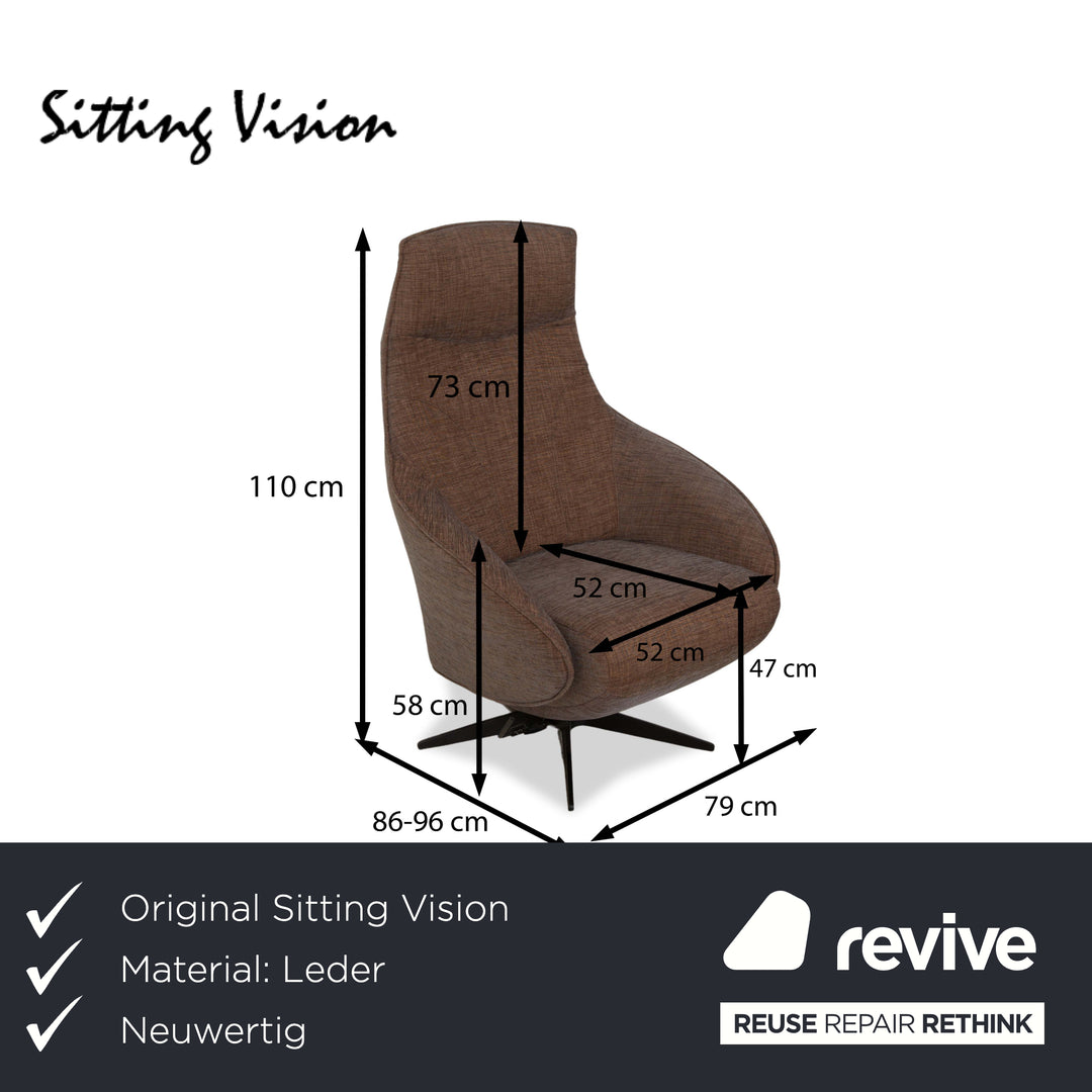 Fauteuil en tissu Sitting Vision MV 248 beige marron avec tabouret à bascule