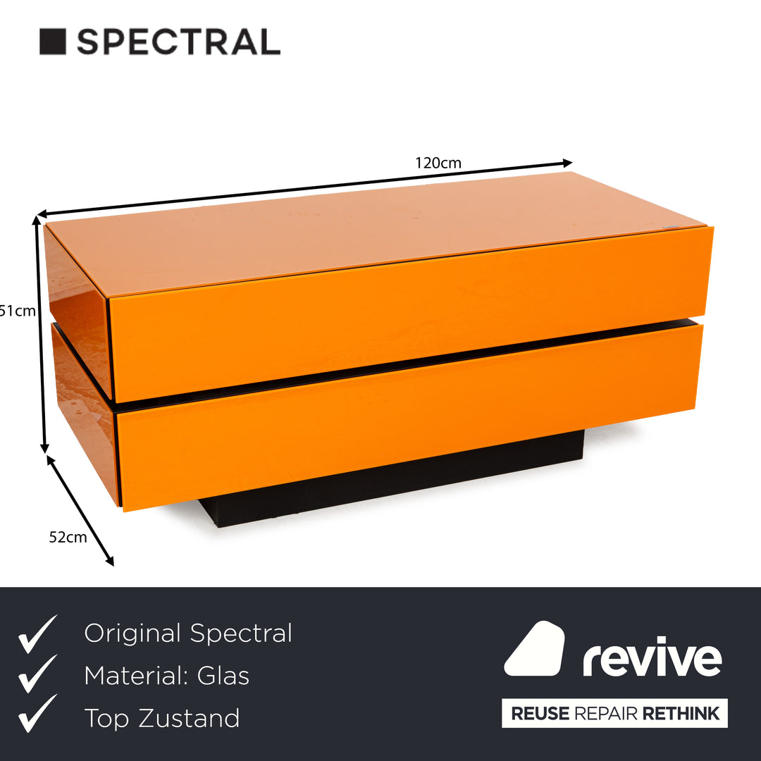 Spectral Brick Glas Holz Sideboard Orange Schwarz Barfach Mediaboard Lowboard