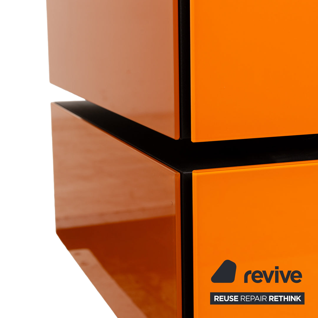 Spectral Brick Glas Holz Sideboard Orange Schwarz Barfach Mediaboard Lowboard
