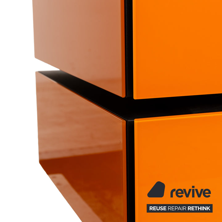 Spectral Brick Glas Holz Sideboard Orange Schwarz Barfach Mediaboard Lowboard