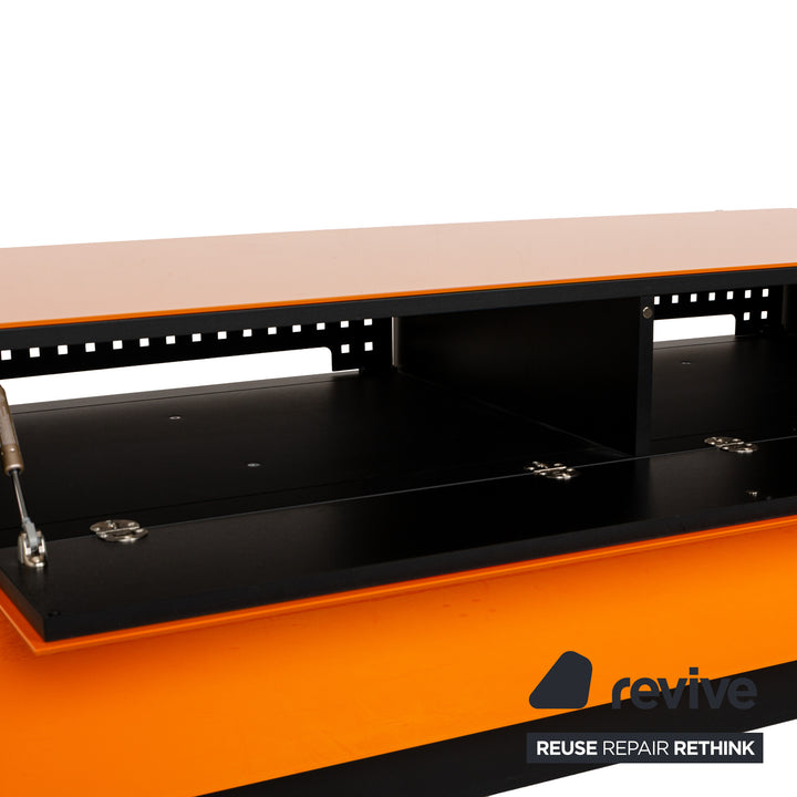 Spectral Brick Glas Holz Sideboard Orange Schwarz Barfach Mediaboard Lowboard