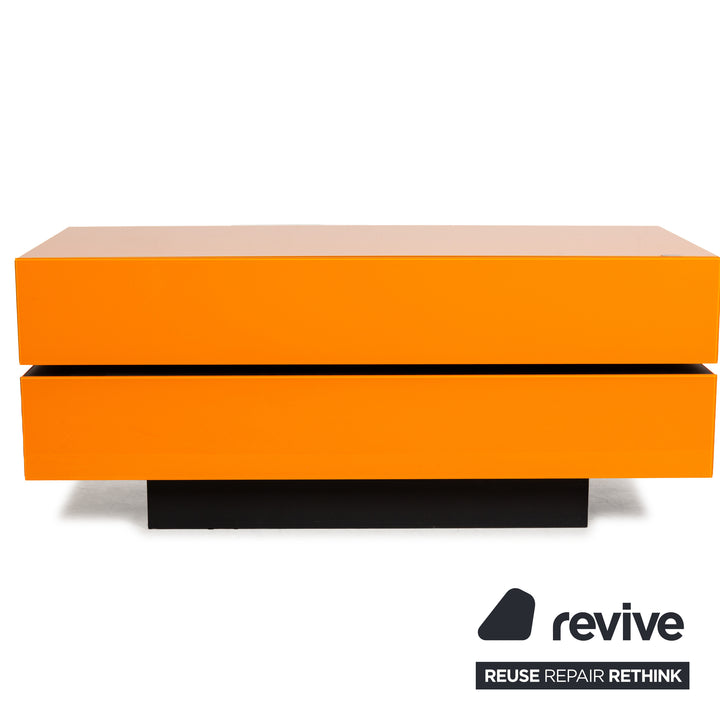 Spectral Brick Glas Holz Sideboard Orange Schwarz Barfach Mediaboard Lowboard