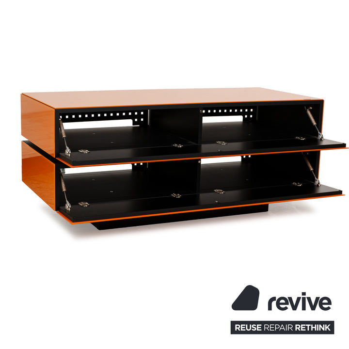 Spectral Brick Glas Holz Sideboard Orange Schwarz Barfach Mediaboard Lowboard