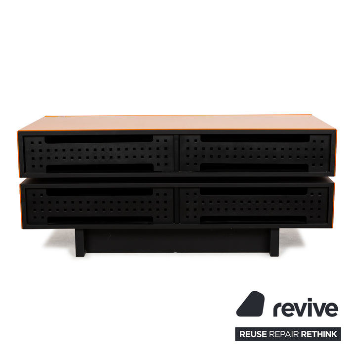 Spectral Brick Glas Holz Sideboard Orange Schwarz Barfach Mediaboard Lowboard