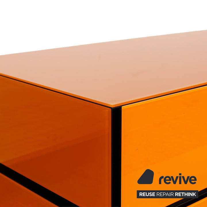 Spectral Brick Glas Holz Sideboard Orange Schwarz Barfach Mediaboard Lowboard