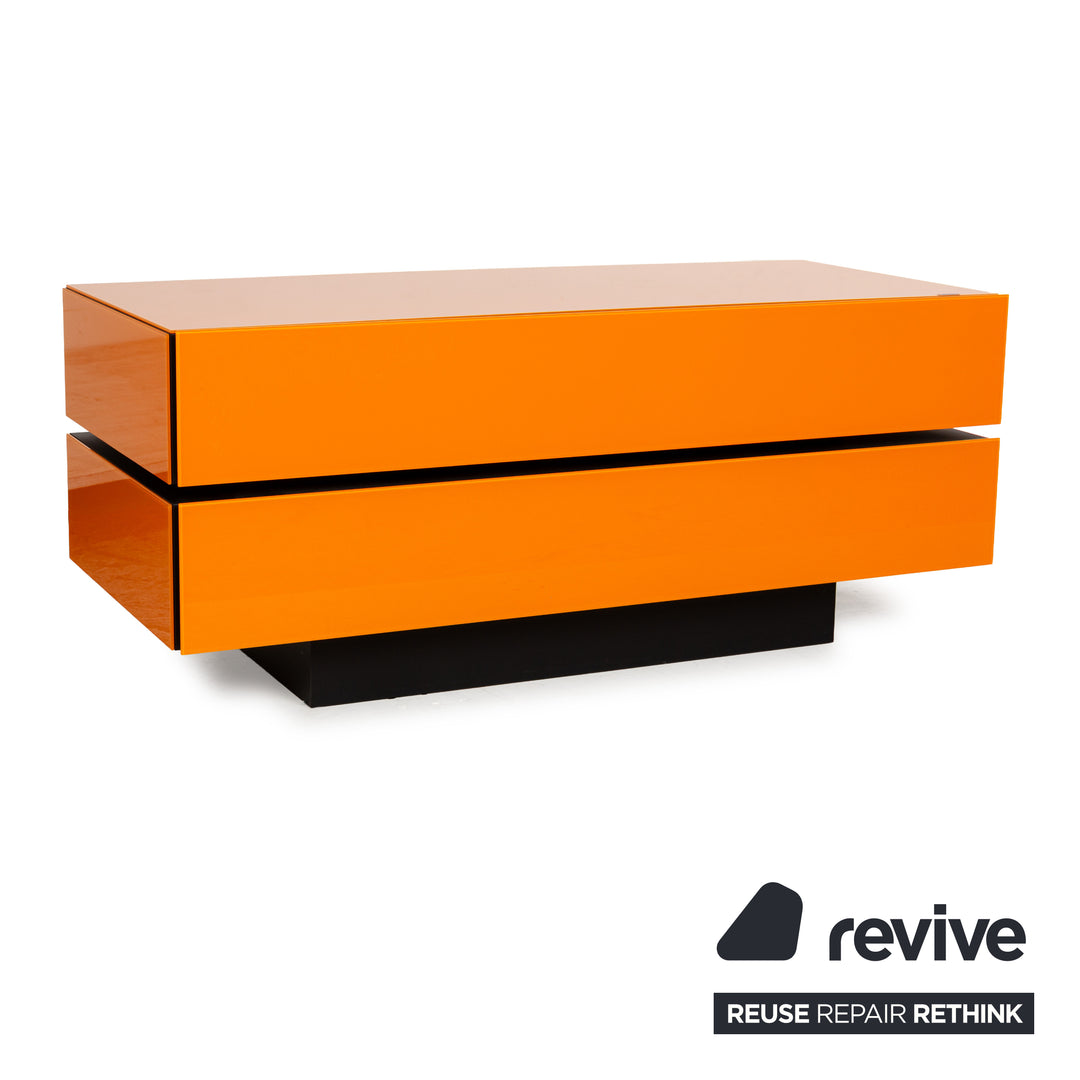 Spectral Brick Glas Holz Sideboard Orange Schwarz Barfach Mediaboard Lowboard