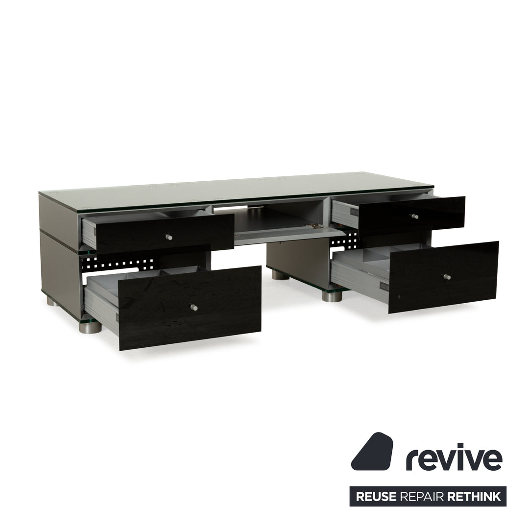Buffet en verre Spectral avec tiroirs noirs