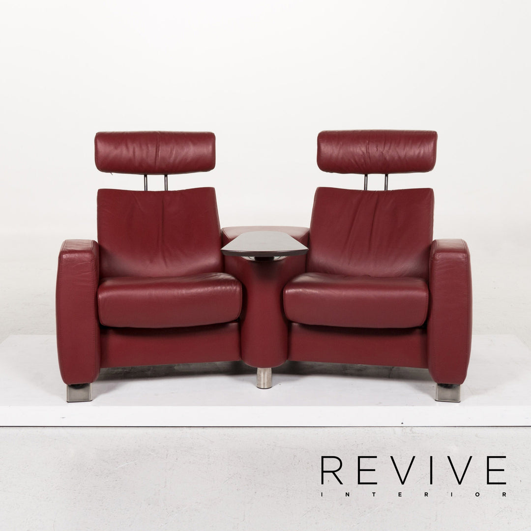 Stressless Arion Leder Sofa Rot Zweisitzer Funktion Couch #13342