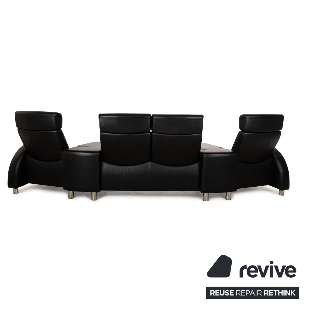 Stressless Arion Leather Four Seater Black Manual Function Sofa Couch
