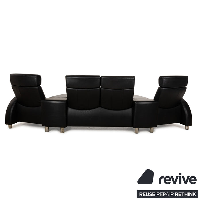 Stressless Arion Leather Four Seater Black Manual Function Sofa Couch