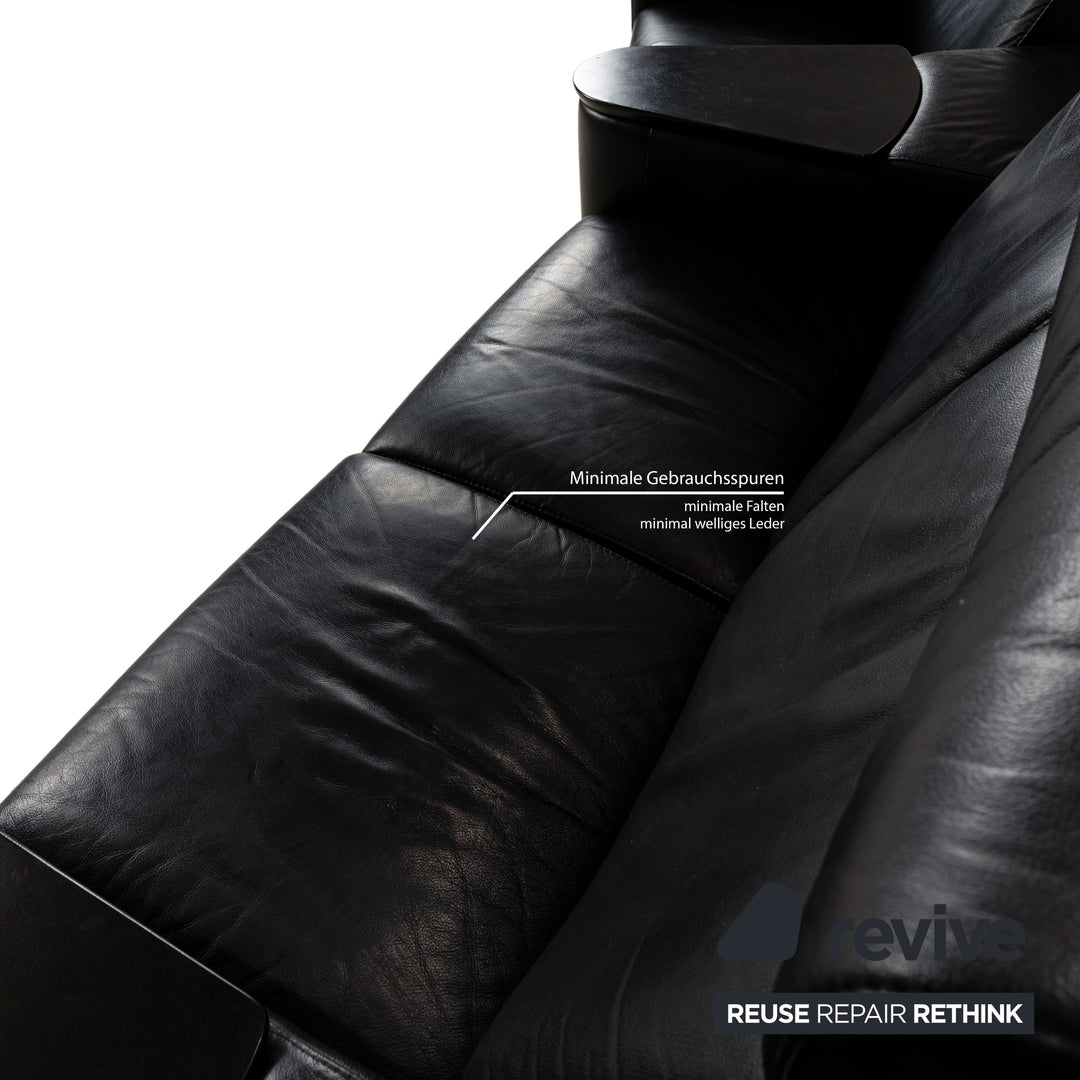Stressless Arion Leather Four Seater Black Manual Function Sofa Couch