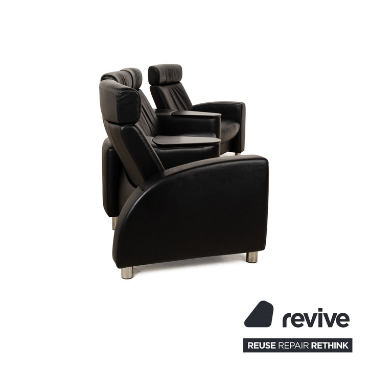 Stressless Arion Leather Four Seater Black Manual Function Sofa Couch