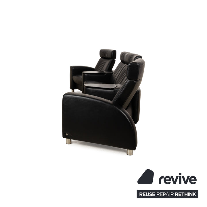 Stressless Arion Leather Four Seater Black Manual Function Sofa Couch