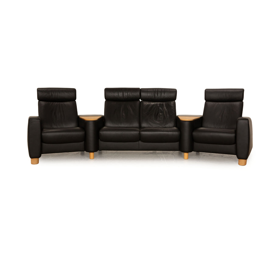 Stressless Arion Leder Viersitzer Schwarz Sofa Couch manuelle Funktion